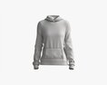Hoodie With Pockets For Women Mockup 02 Black And White 3D-Modell