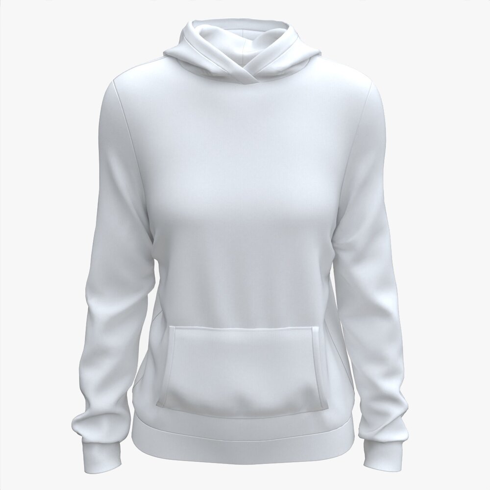 Hoodie With Pockets For Women Mockup 02 White 3D 모델 
