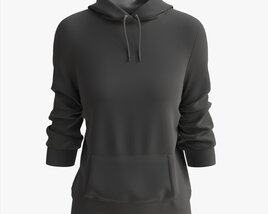 Hoodie With Pockets For Women Mockup 03 Black Modèle 3D