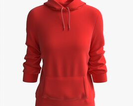 Hoodie With Pockets For Women Mockup 03 Red Modèle 3D