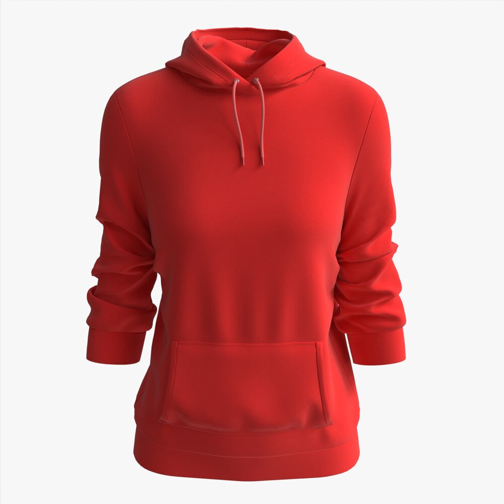 Hoodie With Pockets For Women Mockup 03 Red Modelo 3d