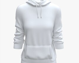 Hoodie With Pockets For Women Mockup 03 White Modelo 3d