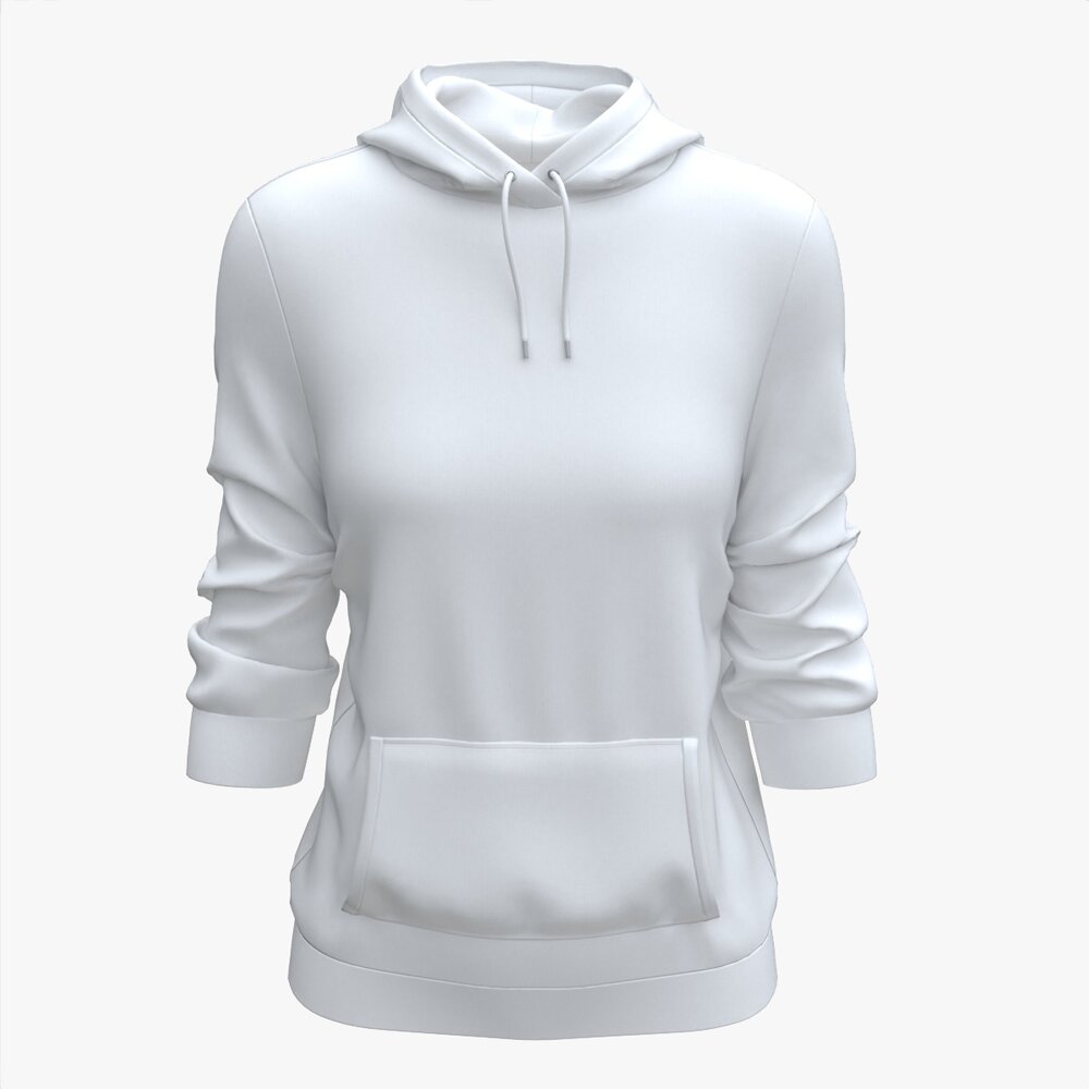 Hoodie With Pockets For Women Mockup 03 White 3D model