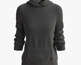 Hoodie With Pockets For Women Mockup 04 Black Modèle 3D