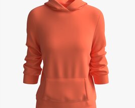 Hoodie With Pockets For Women Mockup 04 Orange Modelo 3d