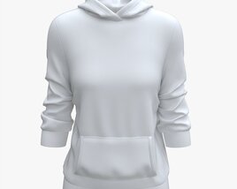 Hoodie With Pockets For Women Mockup 04 White 3D-Modell