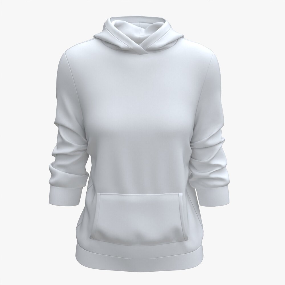 Hoodie With Pockets For Women Mockup 04 White Modelo 3D