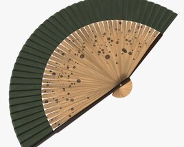Japanese Bamboo Folding Hand Fan 3D model