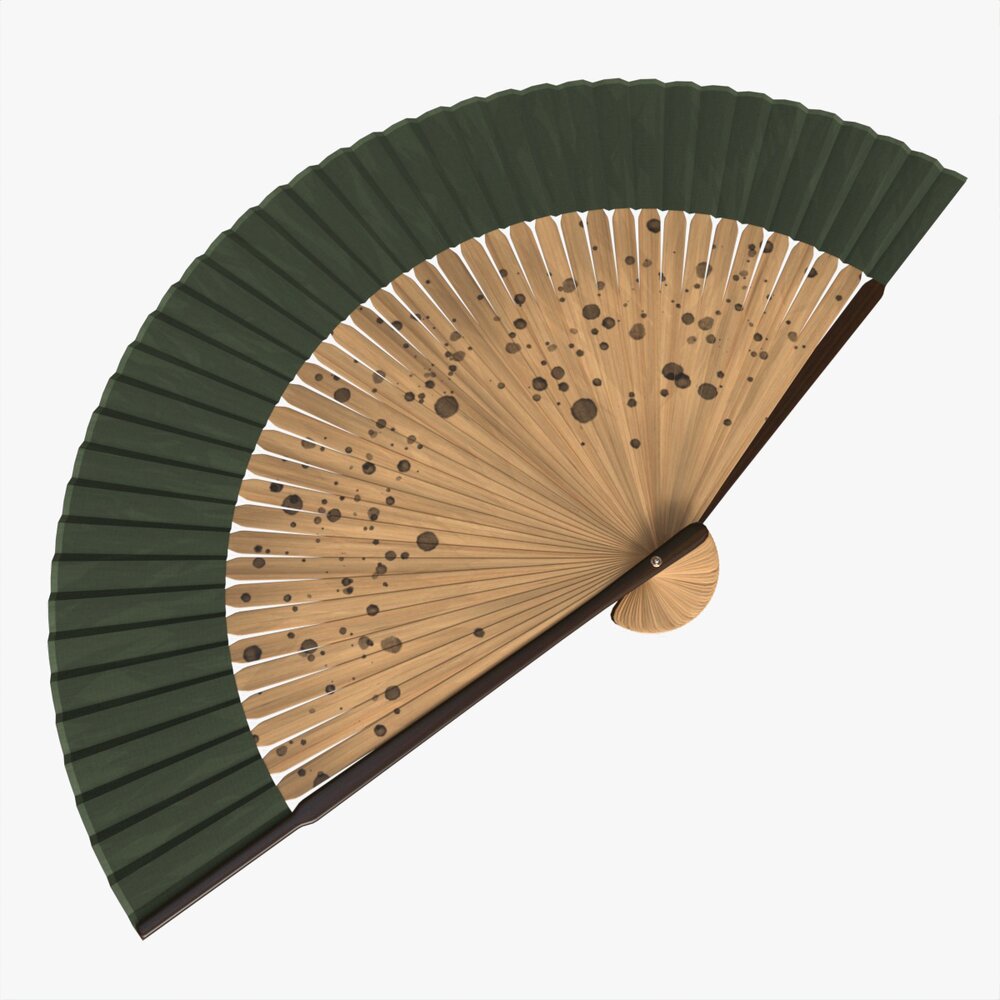 Japanese Bamboo Folding Hand Fan 3D модель