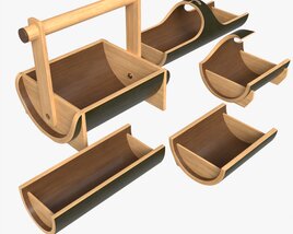 Japanese Bamboo Fruit And Snack Tray 3D model
