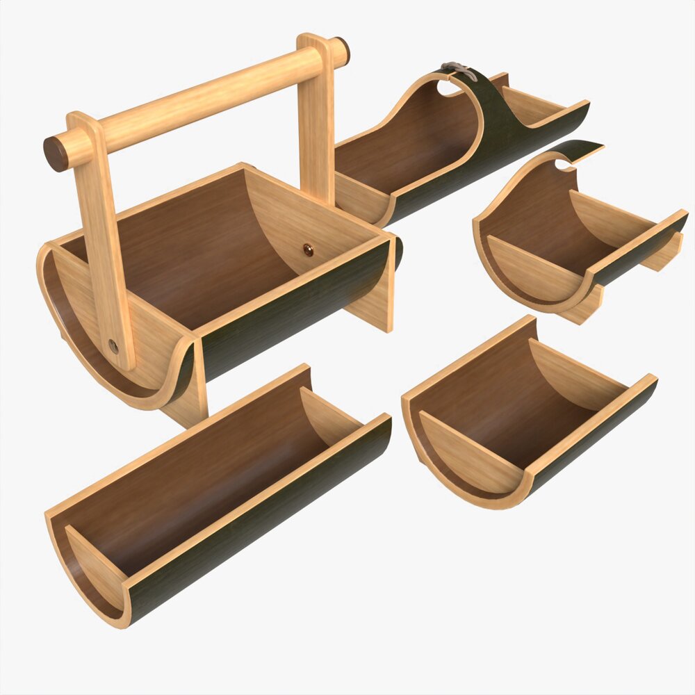 Japanese Bamboo Fruit And Snack Tray 3D模型