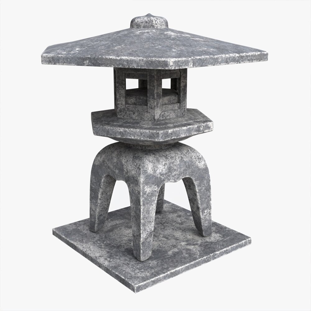 Japanese Stone Garden Lantern 02 3D 모델 