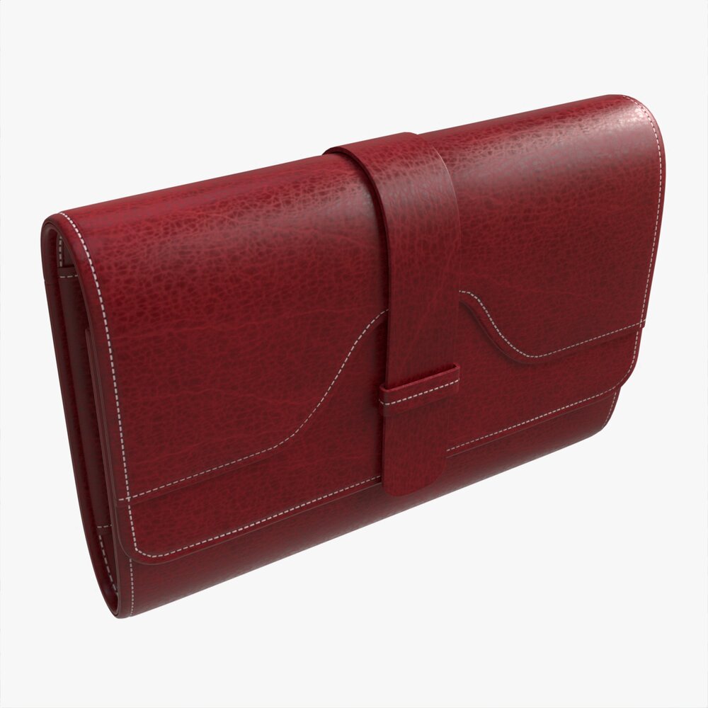 Leather Wallet For Women Red 3D model