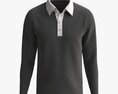 Long Sleeve Polo Shirt For Men Mockup 01 Black Modello 3D
