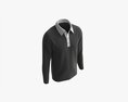 Long Sleeve Polo Shirt For Men Mockup 01 Black Modèle 3d
