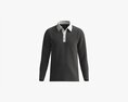 Long Sleeve Polo Shirt For Men Mockup 01 Black 3D 모델 