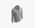 Long Sleeve Polo Shirt For Men Mockup 01 Black Modello 3D