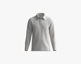Long Sleeve Polo Shirt For Men Mockup 01 Black Modelo 3D