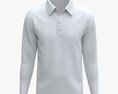 Long Sleeve Polo Shirt For Men Mockup 01 White Modèle 3d