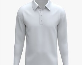 Long Sleeve Polo Shirt For Men Mockup 01 White 3D模型