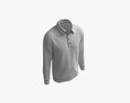 Long Sleeve Polo Shirt For Men Mockup 02 Black 3D-Modell