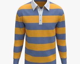 Long Sleeve Polo Shirt For Men Mockup 02 Colorful 3D model