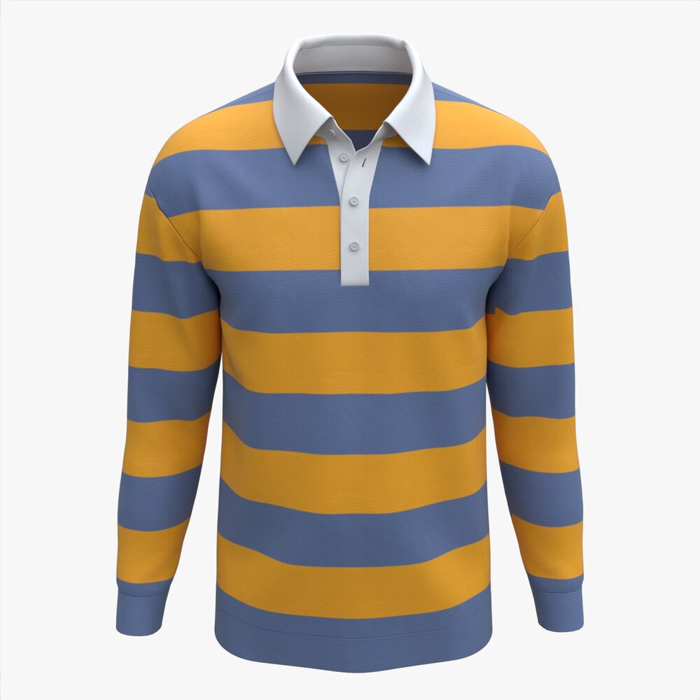 Long Sleeve Polo Shirt For Men Mockup 02 Colorful Modèle 3D