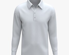 Long Sleeve Polo Shirt For Men Mockup 02 White 3Dモデル