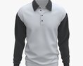 Long Sleeve Polo Shirt For Men Mockup 03 Black White Modelo 3D