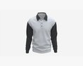 Long Sleeve Polo Shirt For Men Mockup 03 Black White 3D модель