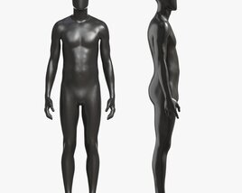 Male Full Body Mannequin Black Plastic 3D model