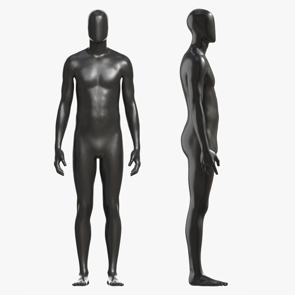 Male Full Body Mannequin Black Plastic 3D 모델 