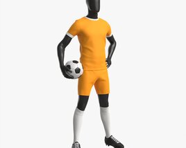 Male Mannequin In Soccer Uniform With Ball 01 3D model