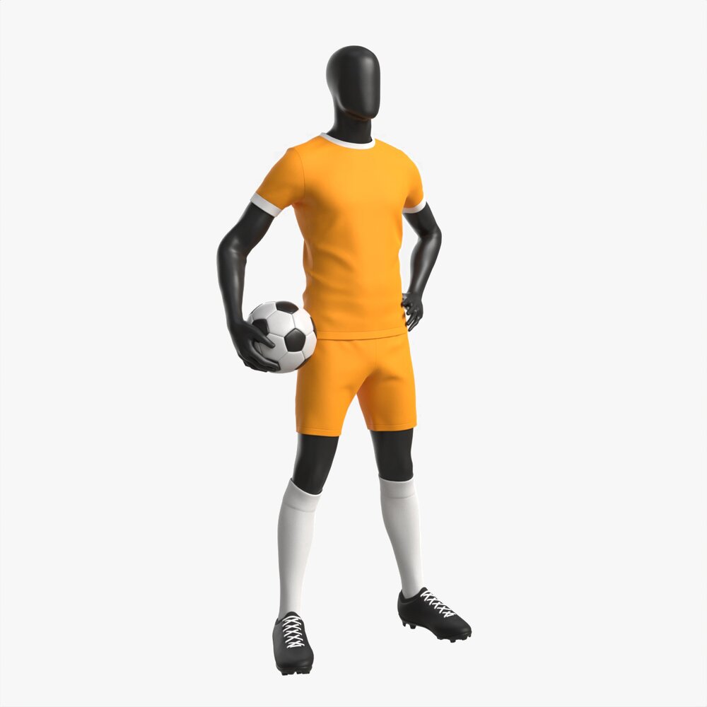 Male Mannequin In Soccer Uniform With Ball 01 3D-Modell