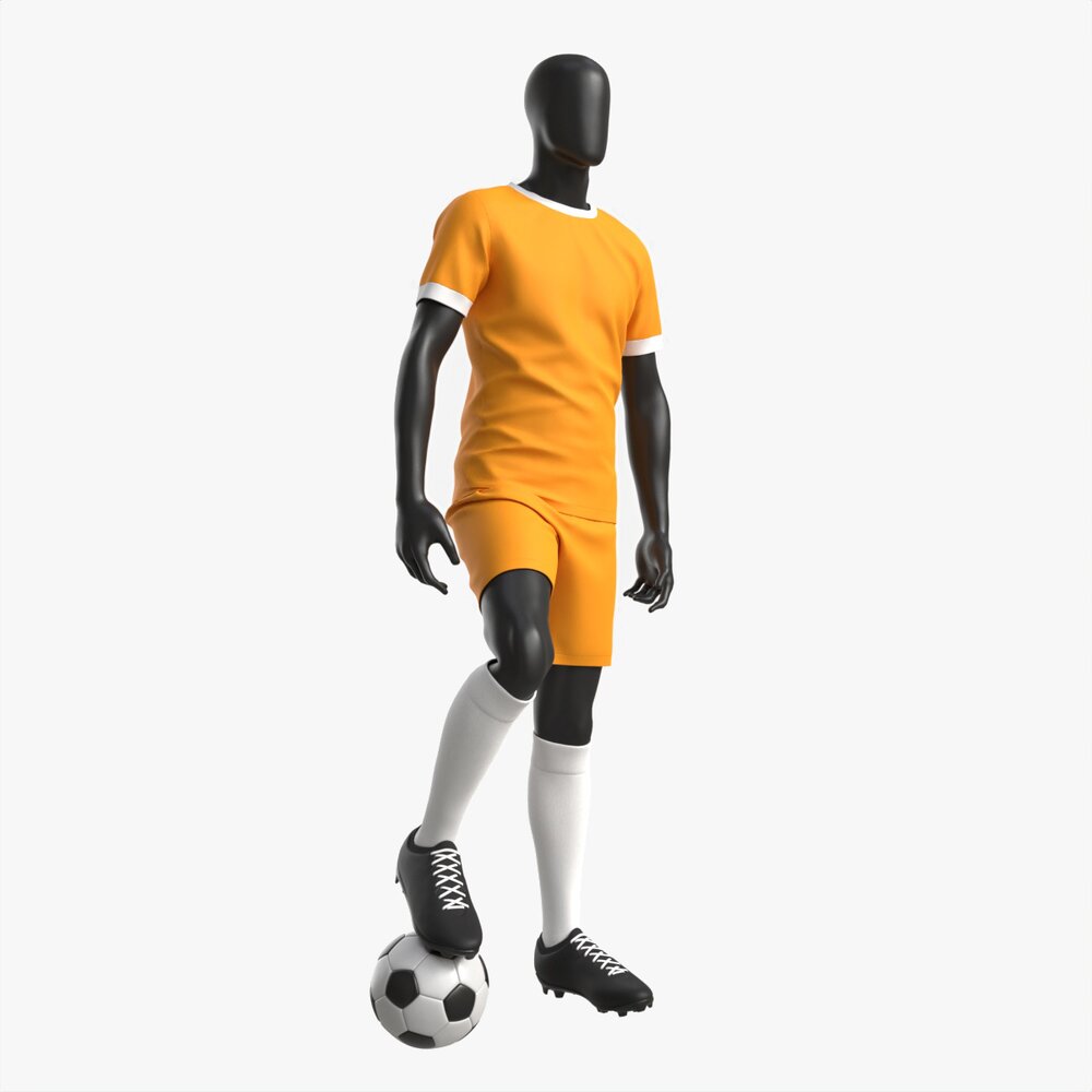 Male Mannequin In Soccer Uniform With Ball 02 3D-Modell