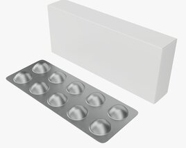 Pills With Paper Box Package 01 3D model