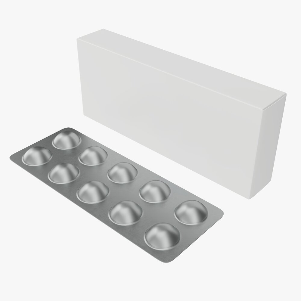 Pills With Paper Box Package 01 3D模型