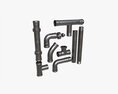 Metal Pipes With Fittings Set Modelo 3D