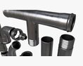 Metal Pipes With Fittings Set 3d model