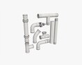 Metal Pipes With Fittings Set 3Dモデル
