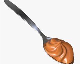 Metal Tea Spoon With Melted Caramel 3D model