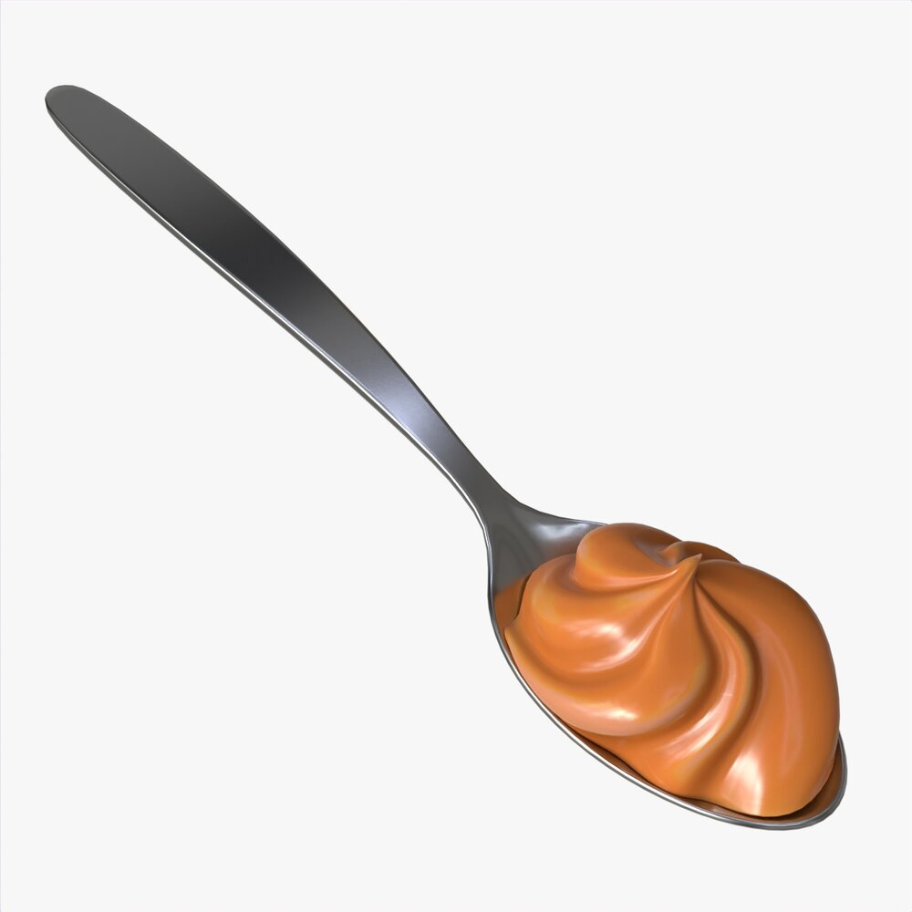 Metal Tea Spoon With Melted Caramel 3D-Modell