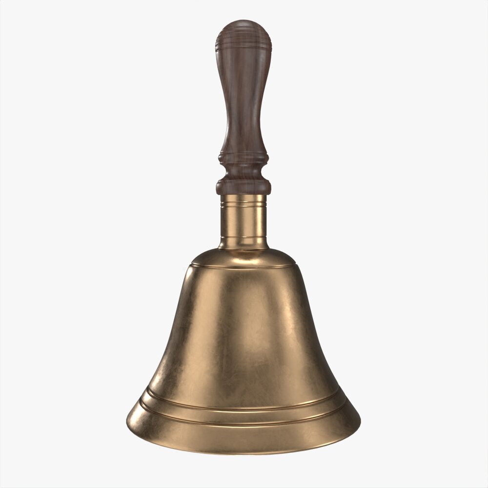 Old Brass School Hand Bell 3D модель