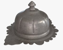 Old Metal Serving Butter Dish With Dome Modèle 3D