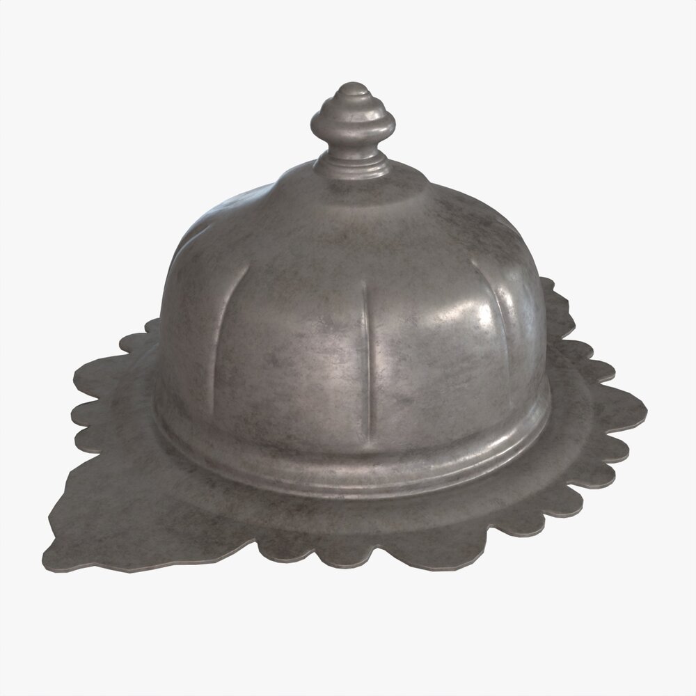 Old Metal Serving Butter Dish With Dome 3Dモデル