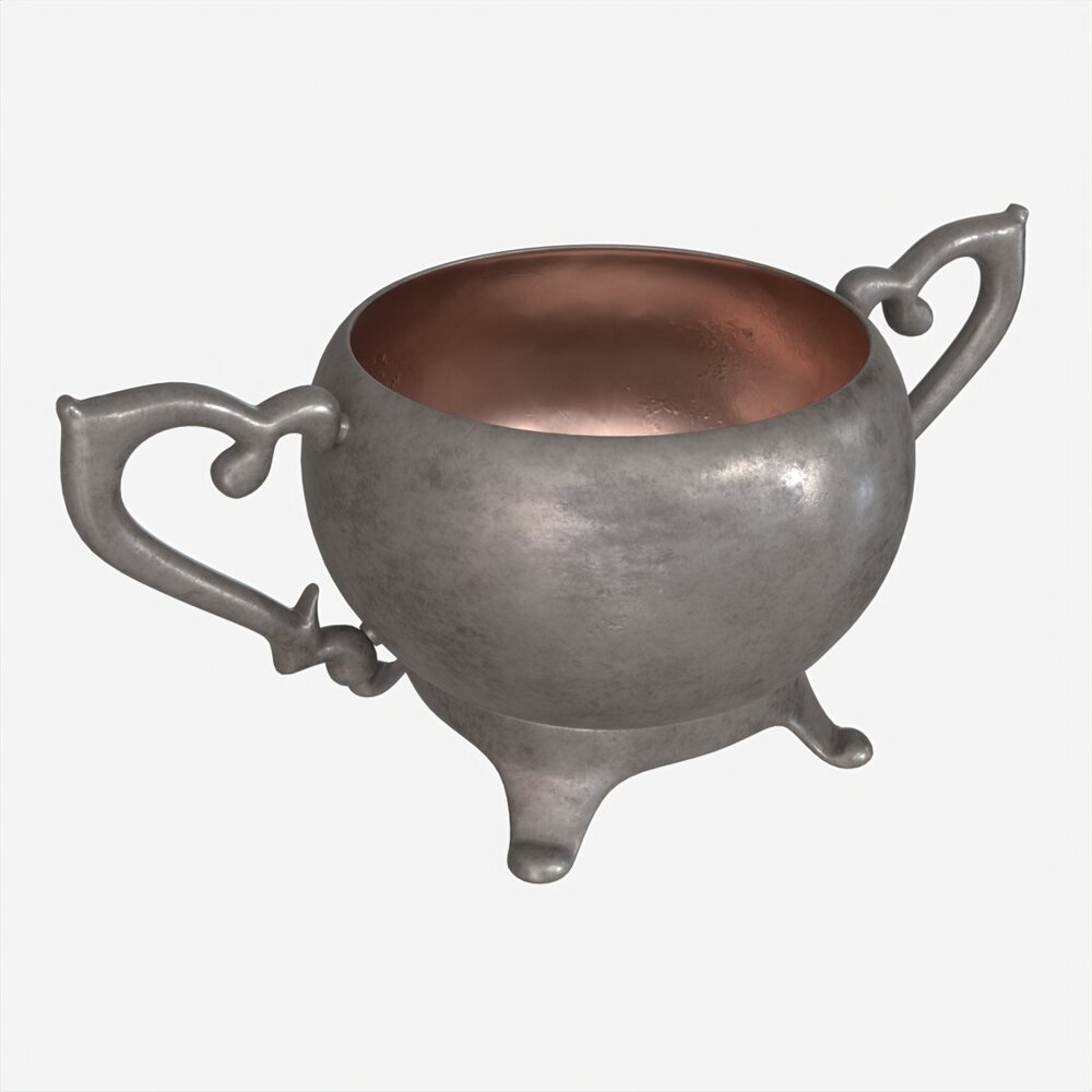 Old Metal Sugar Bowl 3D model
