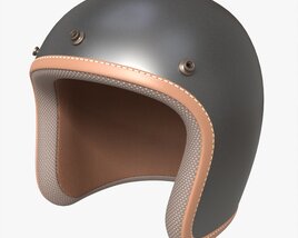 Open Face Vintage Scooter Helmet 3D 모델 