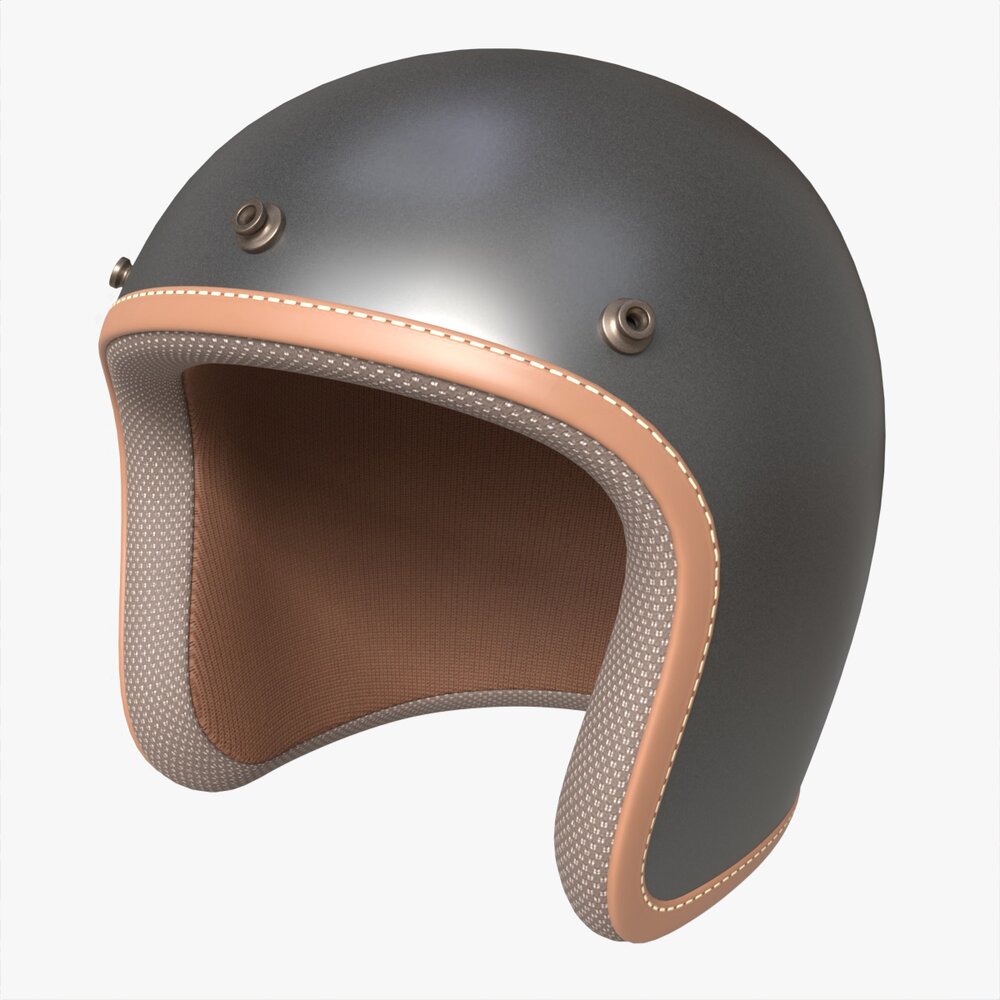 Open Face Vintage Scooter Helmet Modello 3D