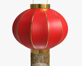 Oriental Traditional Hanging Paper Lantern 03 Modello 3D