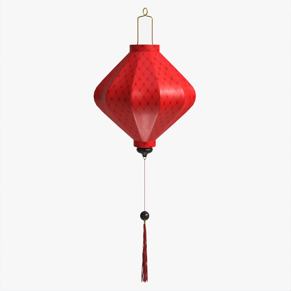 Oriental Traditional Hanging Silk Lantern 01 3D model